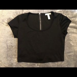 Black Zip Up Crop Top